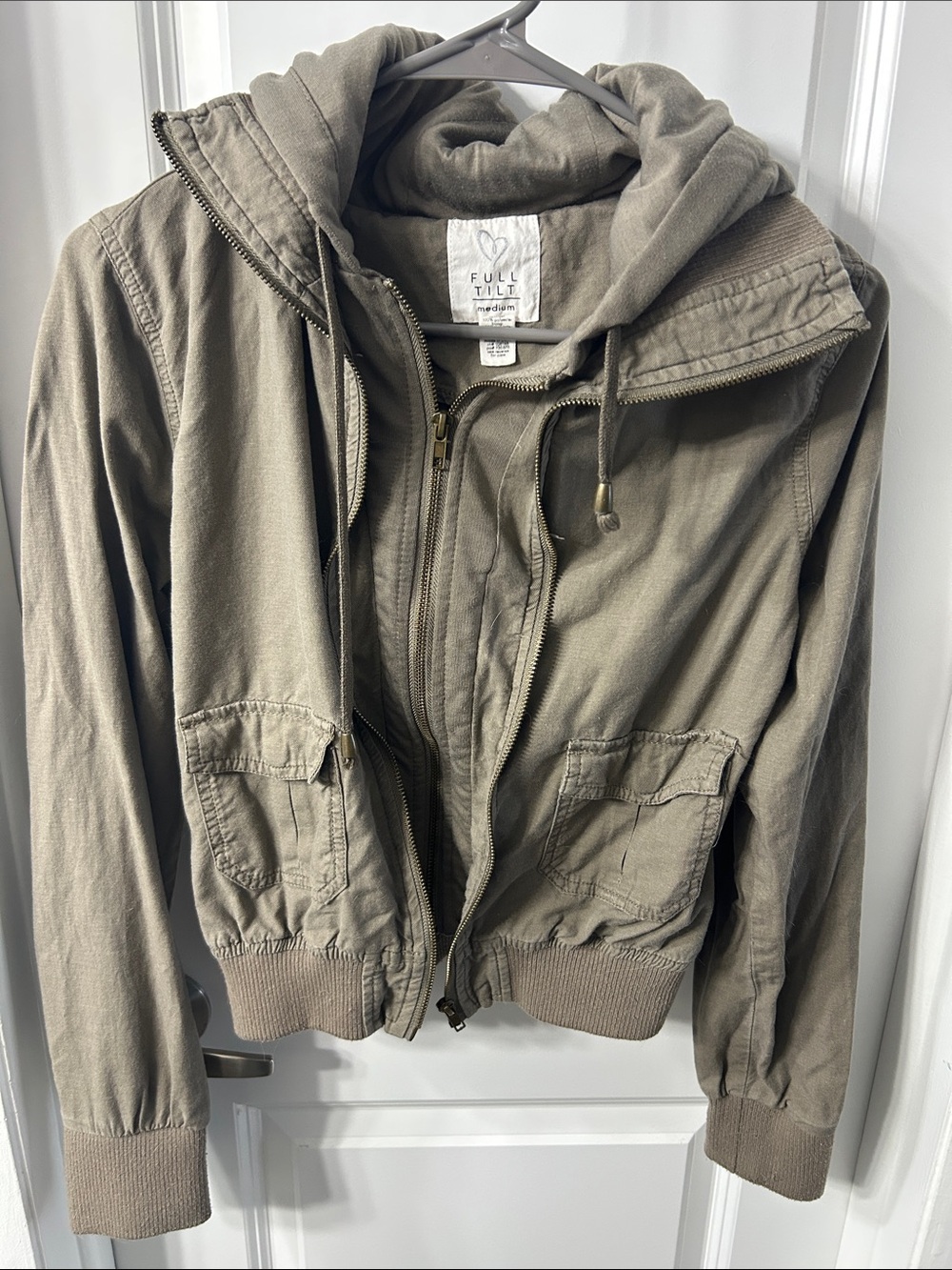 Full Tilt Olive Hooded Zip-Up Jacket